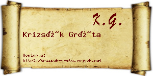 Krizsák Gréta névjegykártya